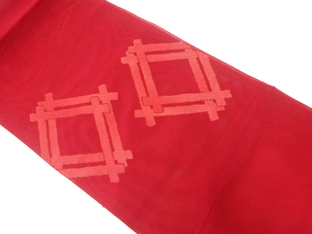 リサイクル　 紗 菱模様織出し名古屋帯